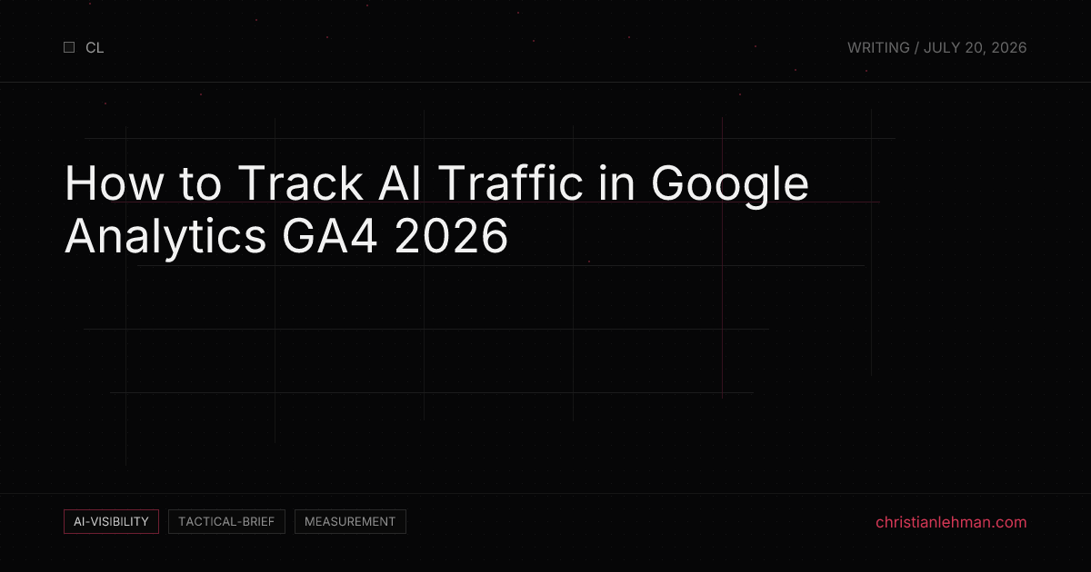 How to Track AI Traffic in Google Analytics GA4 2026 - AI Visibility Brief by Christian Lehman