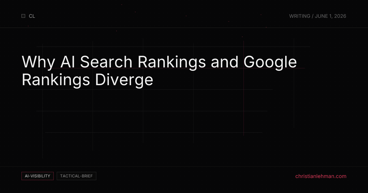 Why AI Search Rankings and Google Rankings Diverge - AI Visibility Brief by Christian Lehman